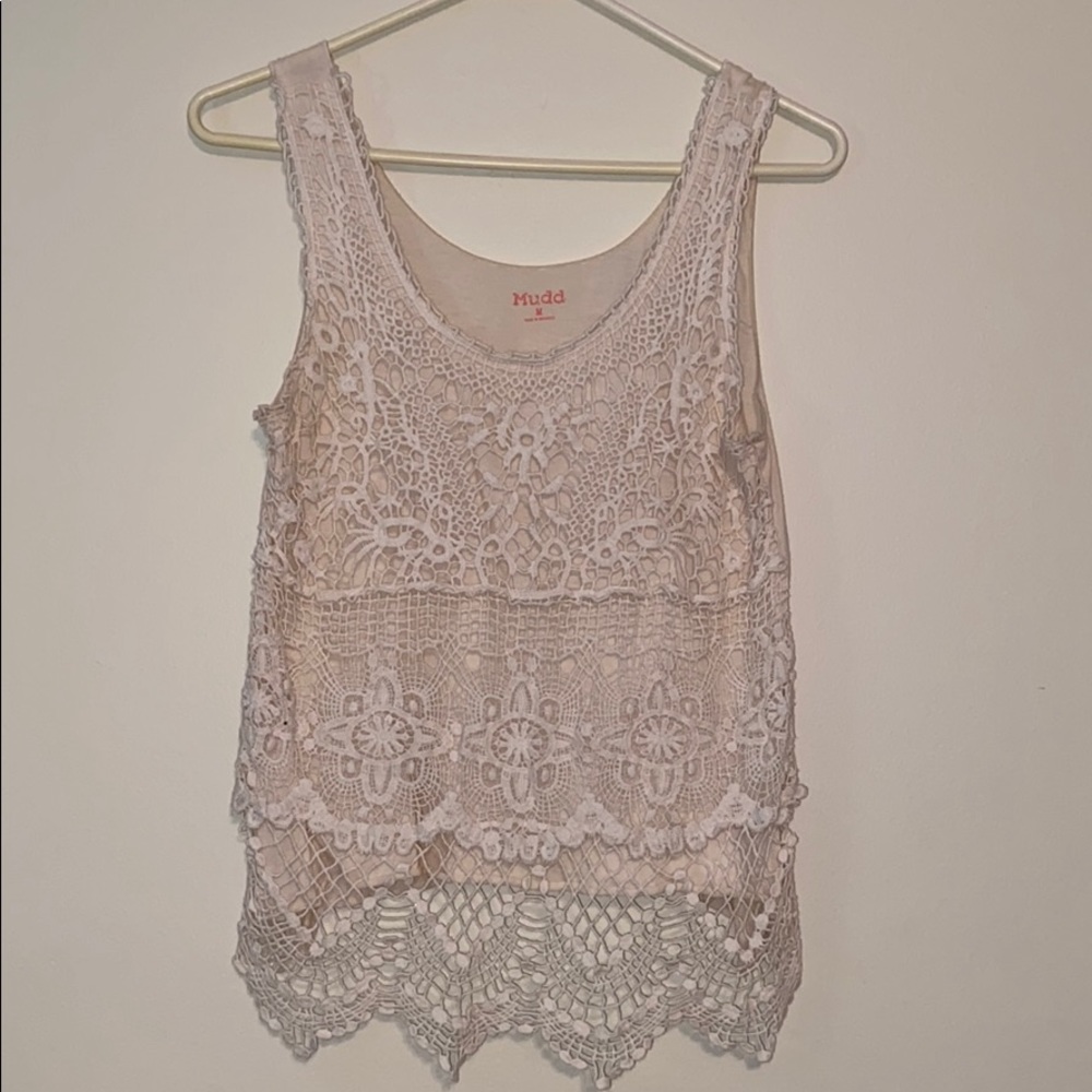 Crochet lace front Mudd top